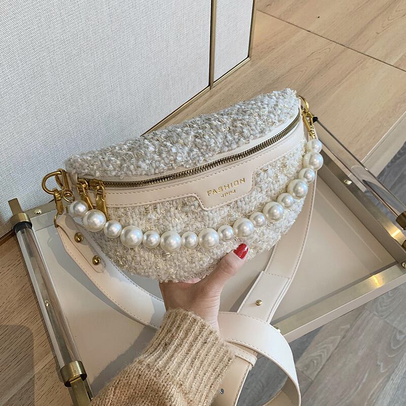 オールマッチINSレディーススモールバッグ2020人気の新しいトレンディなファッションワンショルダークロスボディチェストバッグウールネットレッドウエストバッグ Tiancai_Wing_Bag37418086361