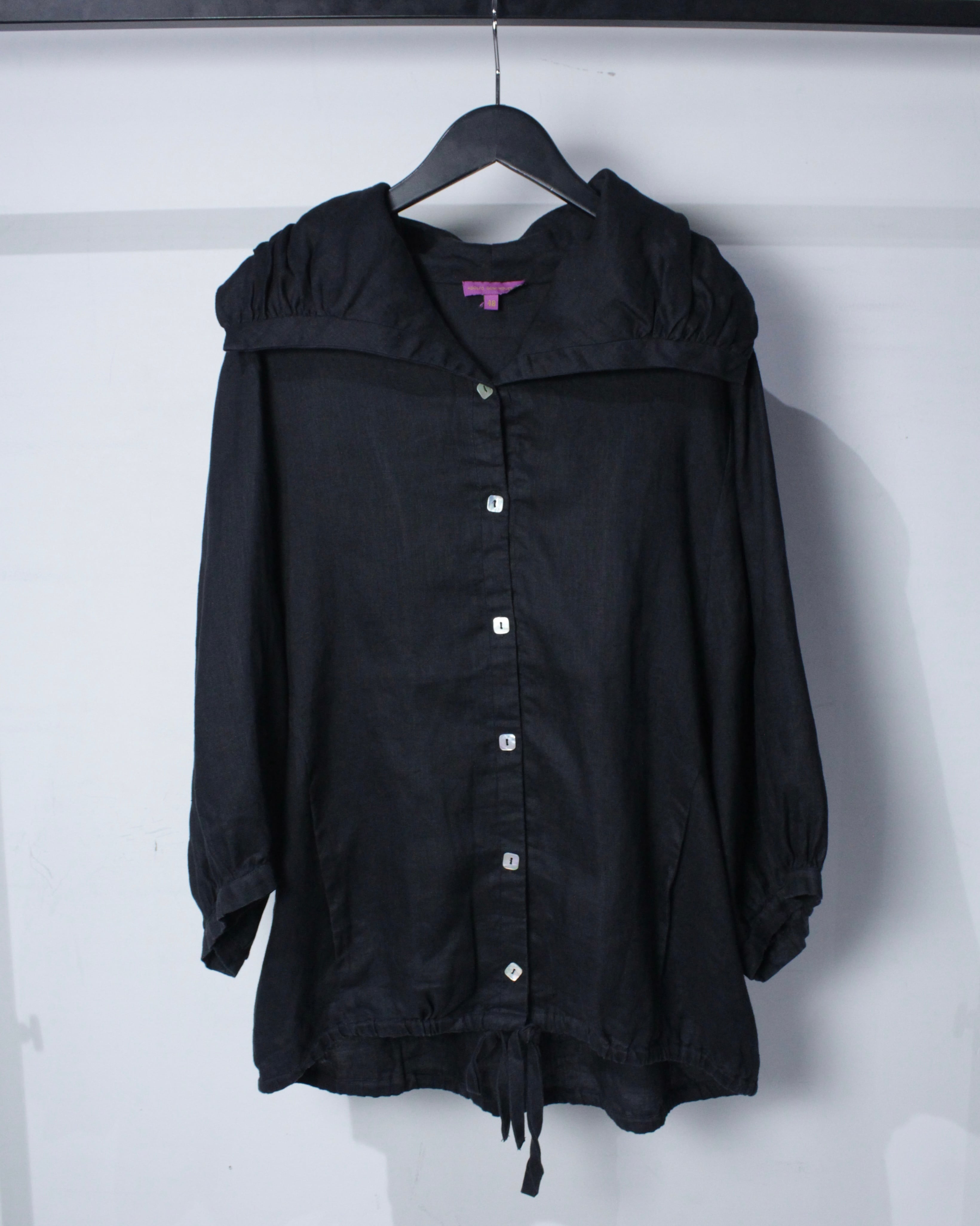 Caka BLACK】“ADOLFO DOMINGUEZ” Big Collar Vintage Linen Jacket