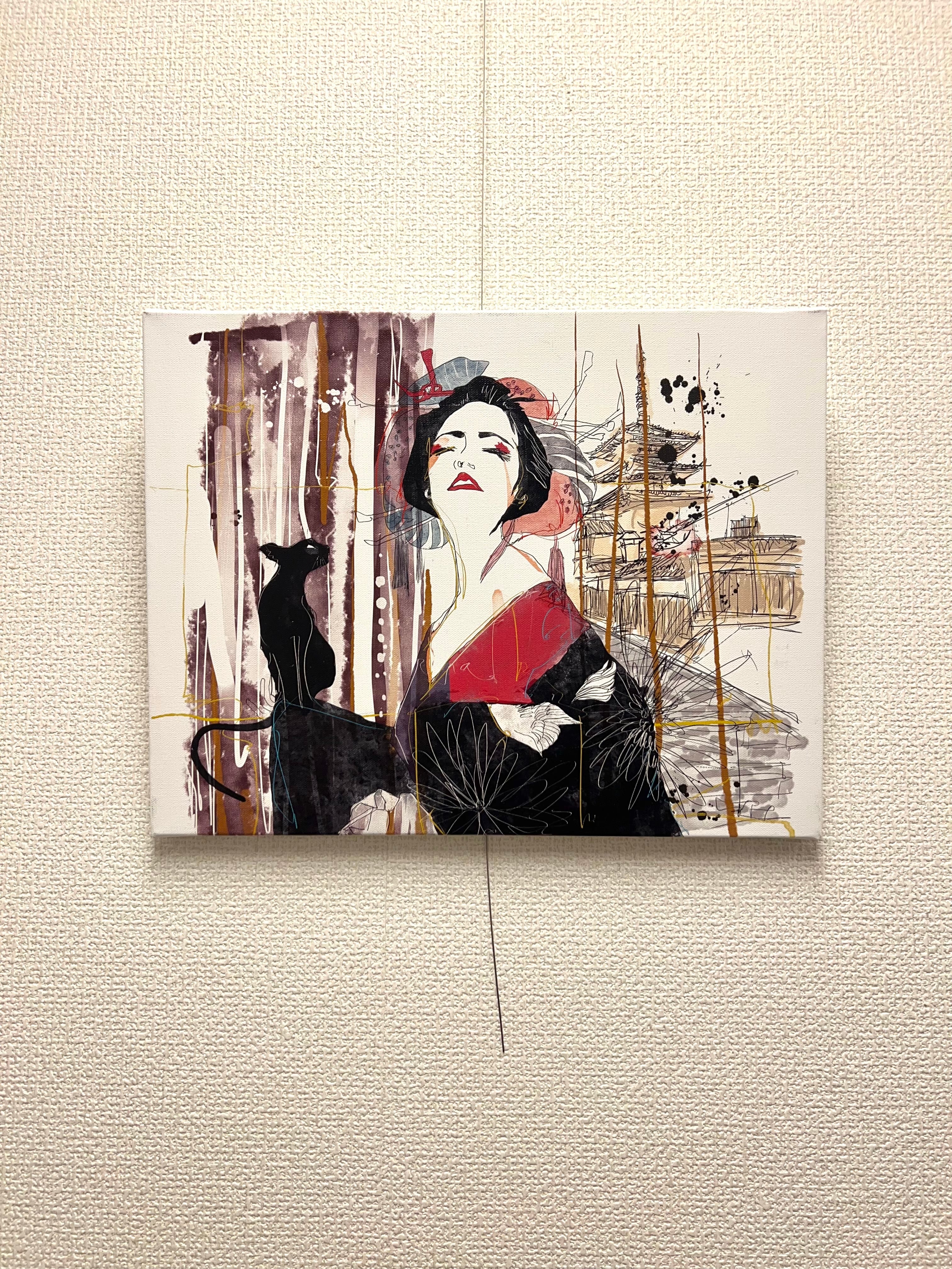 オチテルネコ/FalingCat F15 油彩原画 | Yoshifumi Art『Joy frase』