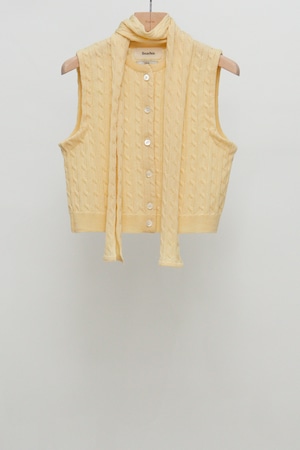 Ernie Palo x TAN Cable Knit Vest with Scarf - Yellow