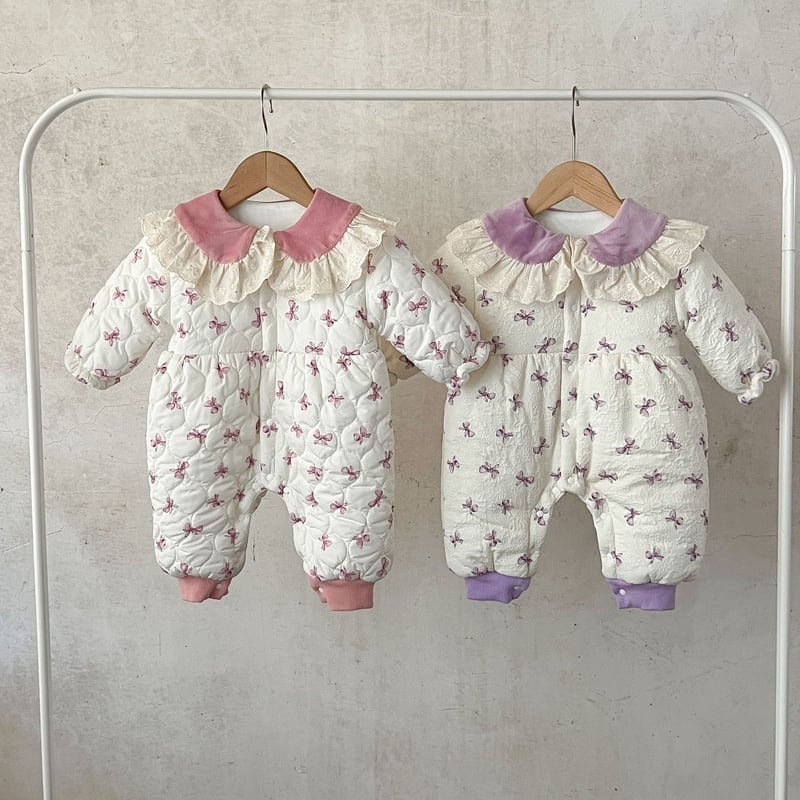 【BABY】もこもこ可愛い フリル襟オールインワン