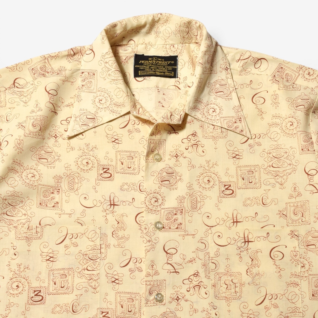 70s SEARS(シアーズ)総柄 オープンカラー 半袖シャツ ミントコンディション