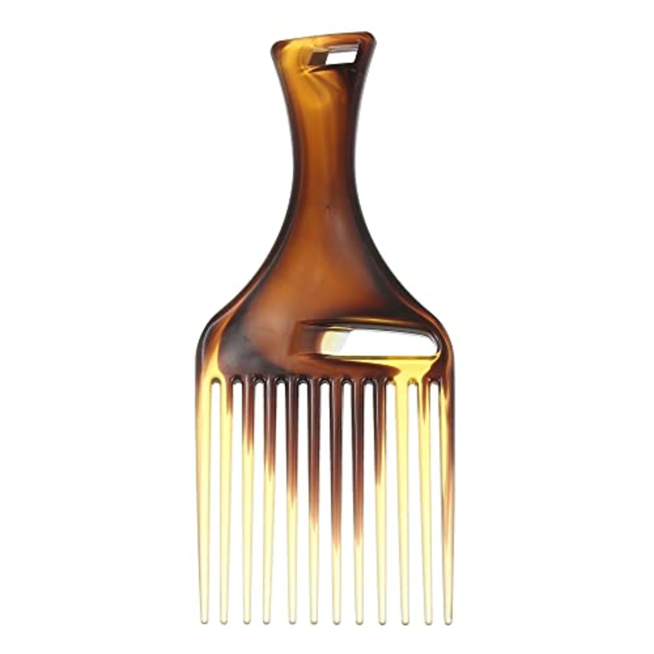 VOCOSTE 広歯アフロヘアピックコーム ヘアスタイリングツール プラスチック製 アンバー