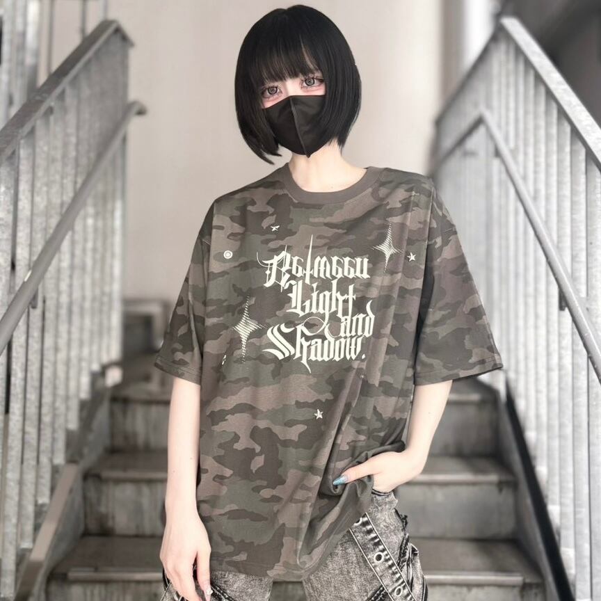 【CANDY SELECT 】SHINE PTスプレー加工Tシャツ 235573 カットソー グランジ  トップス ストリート 地雷 サブカル ブランド ユニセックス