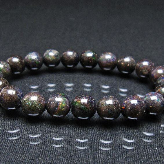 ブラックオパール ブレスレット 10mm 一点物 おまかせ便 111-37890