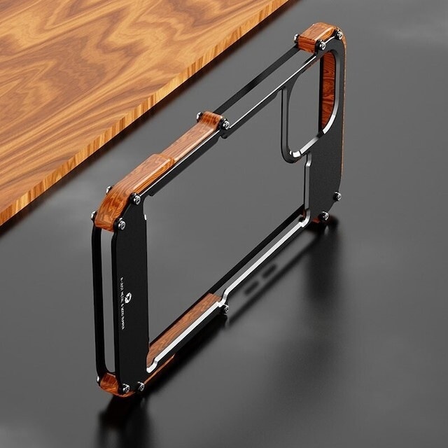 ◆iPhone 16/15/14/13/Pro/Pro Max/Plus◆ Aluminum & Wood Phone Bumper Case / アルミニウム ＆ ウッド フォン バンパー スマホケース