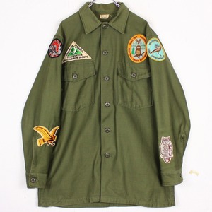 【Caka act2】Many Wappen Design Vintage Loose Safari Shirt