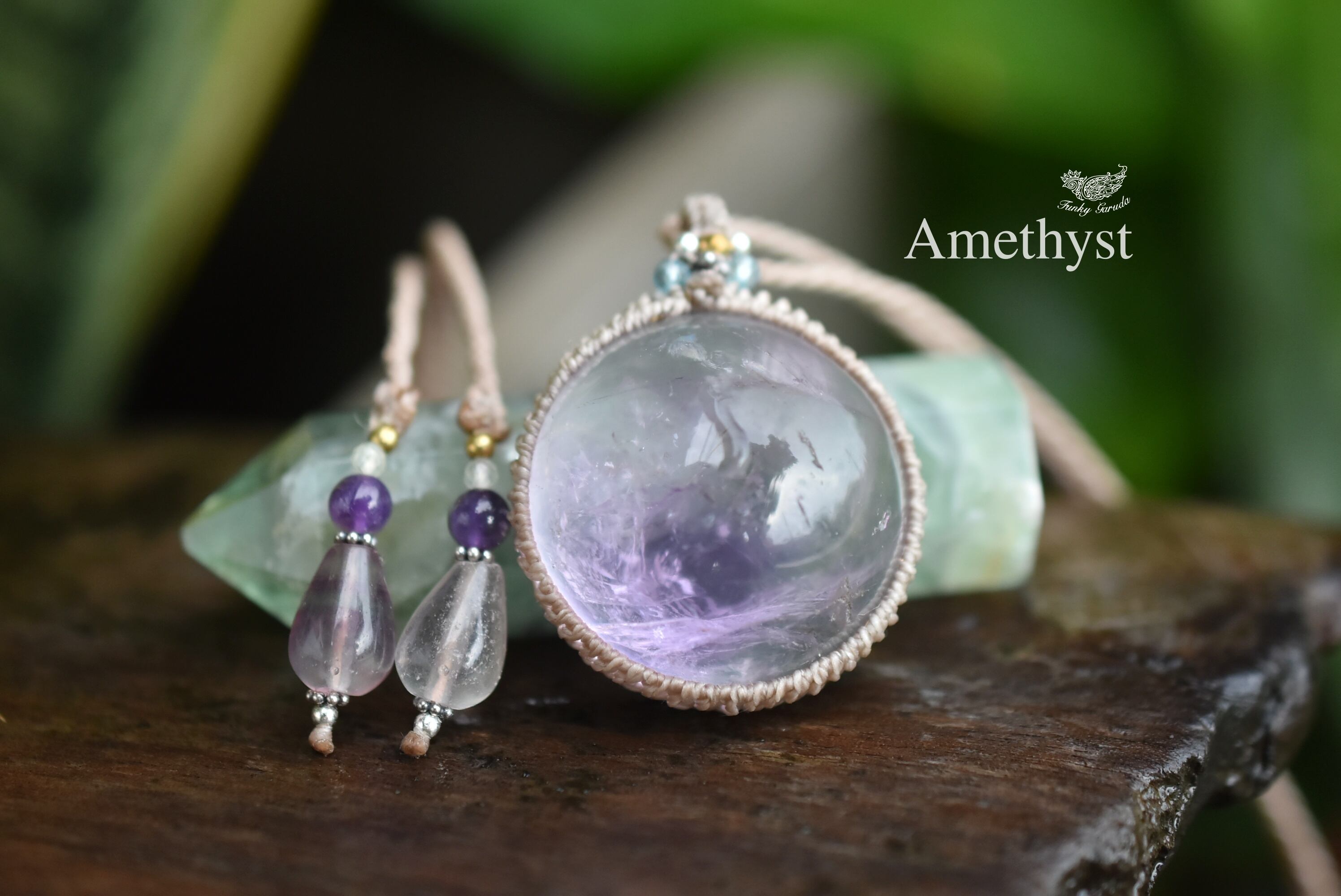 大粒★小さな虹★アメシスト マクラメネックレス1100