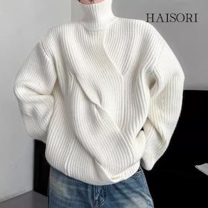 (NEW) Twisted Ribbed High Neck Sweater