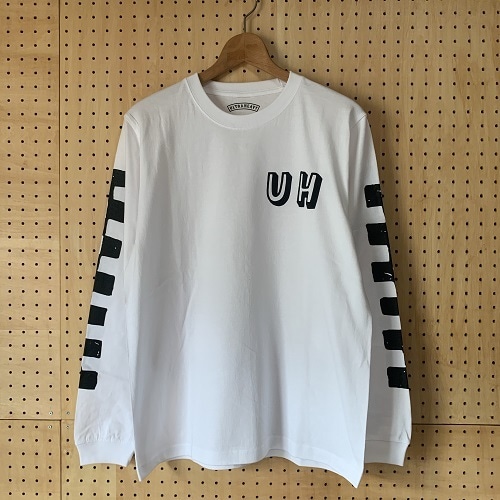 ULTRA HEAVY　ウルトラヘビー　チェッカー&UH ロゴ ロングスリーブTシャツ　ホワイト / ブラック