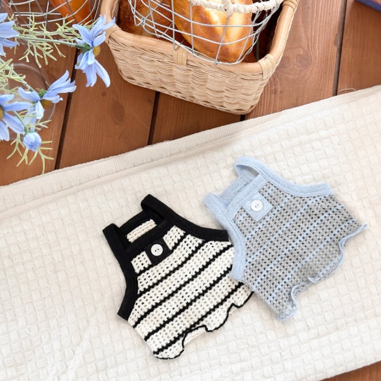 lowell knit crop top XS ~ XL 2color / 犬服 ショート丈 ニット素材 犬 服 夏 ボーダー ストライプ キャミソール 軽量 おぱんつカット タンクトップ 涼しい crop top 薄手 ノースリーブ 可愛い 韓国 ペット服 通気性抜群 犬の服 ドッグウェア 袖なしTシャツ 猫
