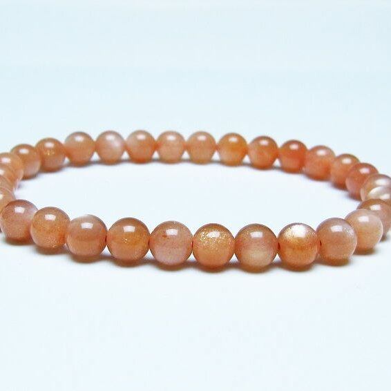 オレンジムーンストーン ブレスレット 6mm 一点物 メール便可 [M便 1/10] 111-48570