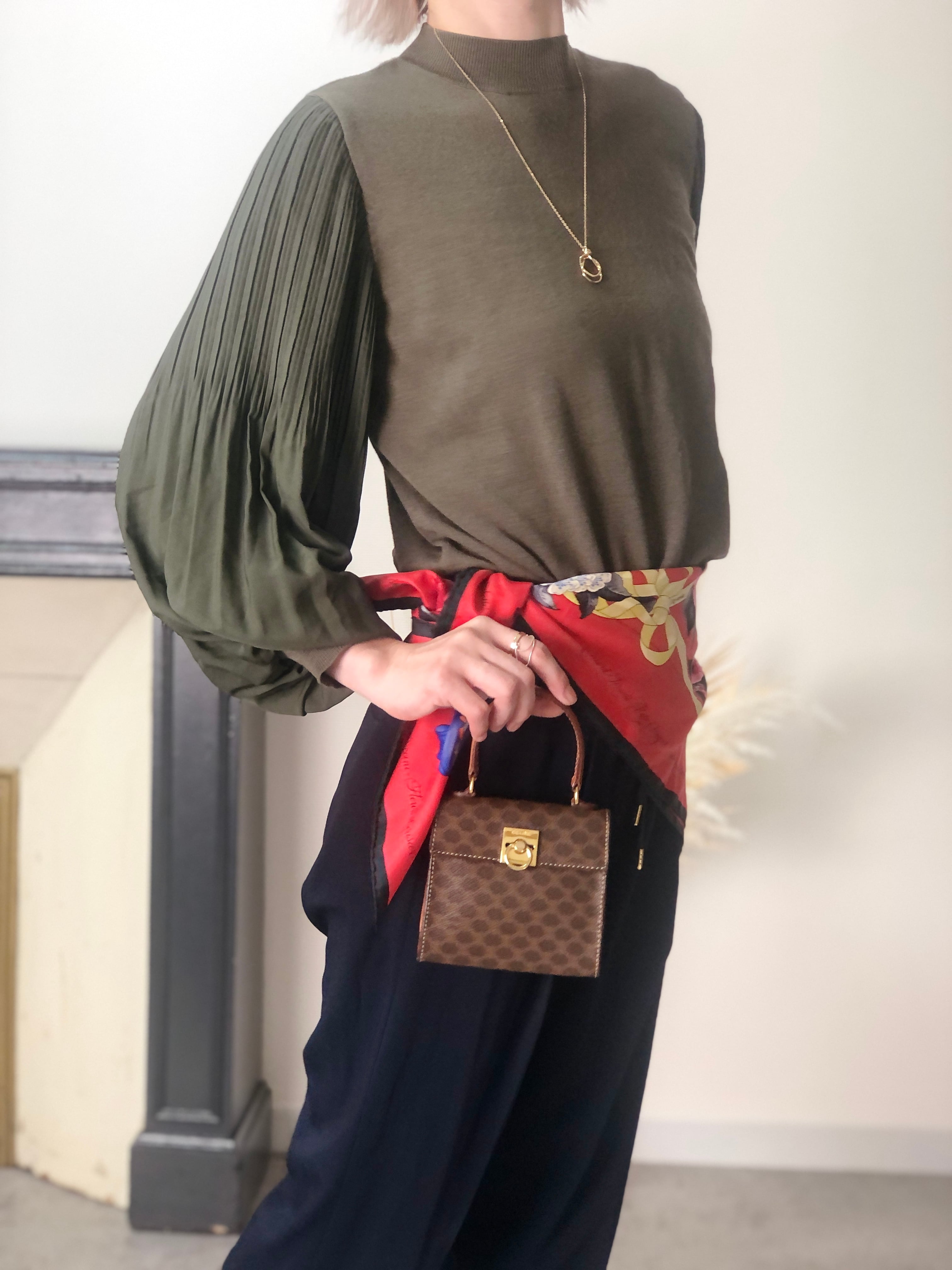 CELINE セリーヌ マカダム ショルダーバッグ ブラウン ガンチーニ PVCレザー 2way ミニバッグ vintage ヴィンテージ オールド 7xvdb2