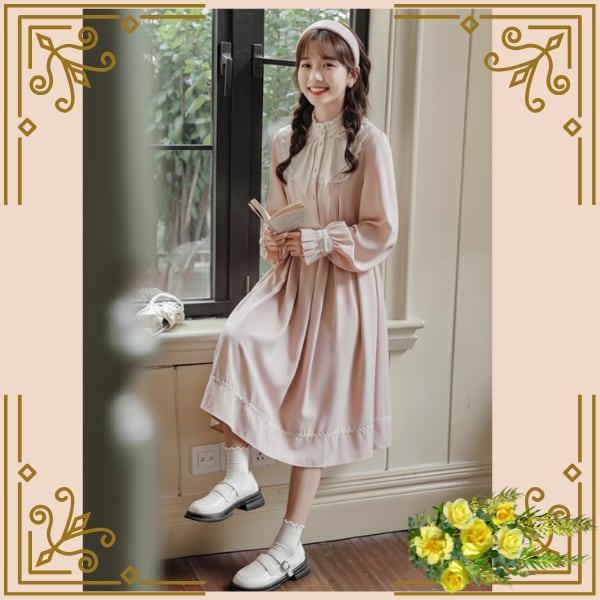 ♦乙女レトロなロングワンピース 上品ガーリースタイル♦ trnd034