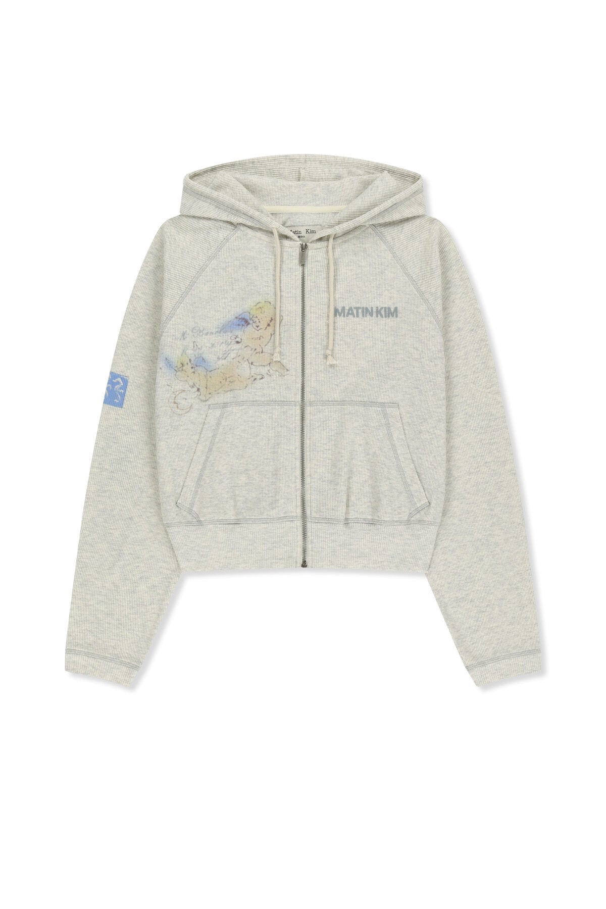 Matin Kim] SKETCH GRAFFITI WAFFLE HOODY ZIP UP IN LIGHT BEIGE 正規