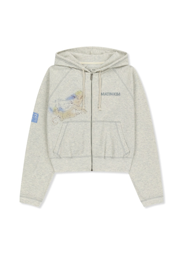 [Matin Kim] SKETCH GRAFFITI WAFFLE HOODY ZIP UP IN LIGHT BEIGE 正規品 韓国ブランド 韓国通販 韓国代行 韓国ファッション マーティンキム matinkim 日本 店舗