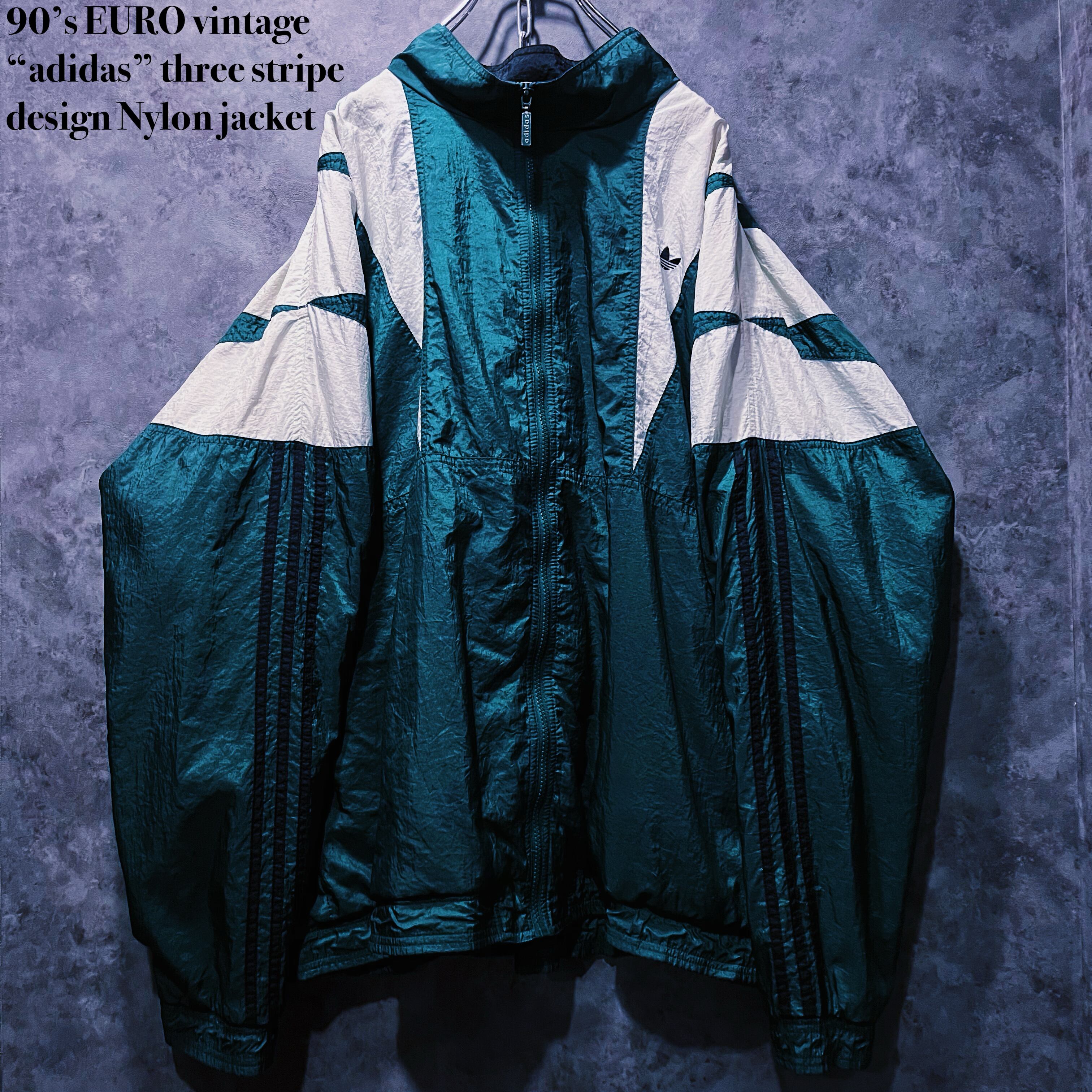 【doppio】90’s EURO vintage “adidas” three stripe design Nylon jacket