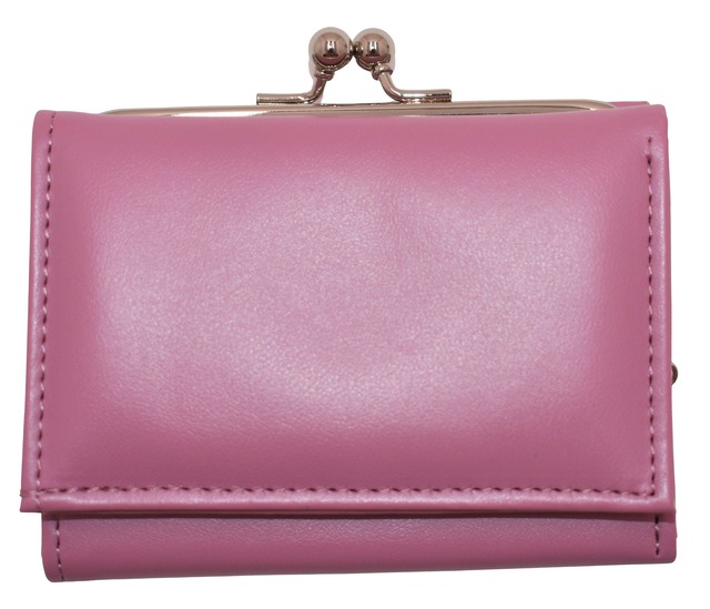 Elegant 三つ折り財布 がま口 小さい (パープル) レディース 工房 手作り 日本製 エコパッケージ MX-0020-184