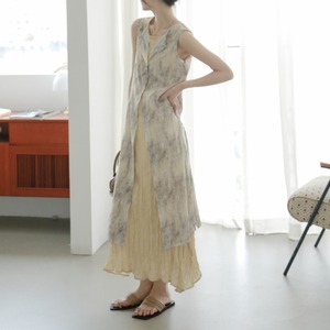 faux two piece design gradient vest dress