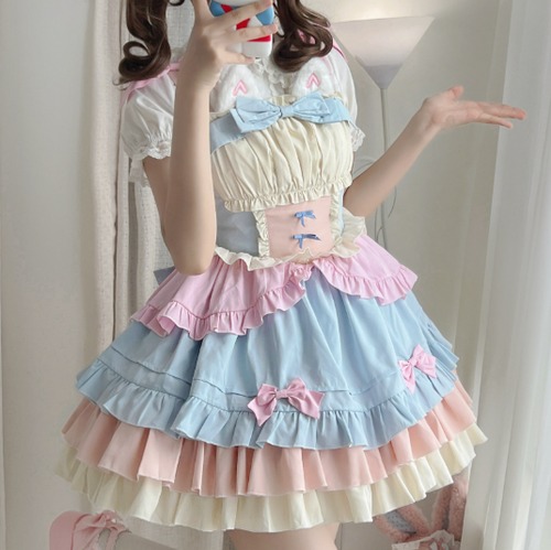 ゆめかわ♡選べる袖丈♪バックリボン付きシュガーセットアップ　set11