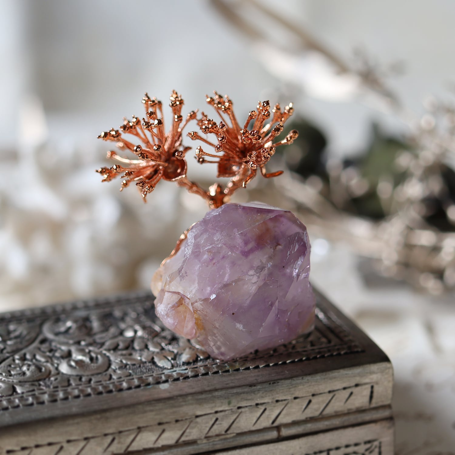 【花石】アメジストとサンシュユ