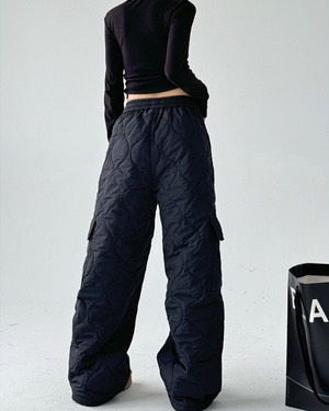 キルティングドローストリング ワイドパンツ 2color A0818