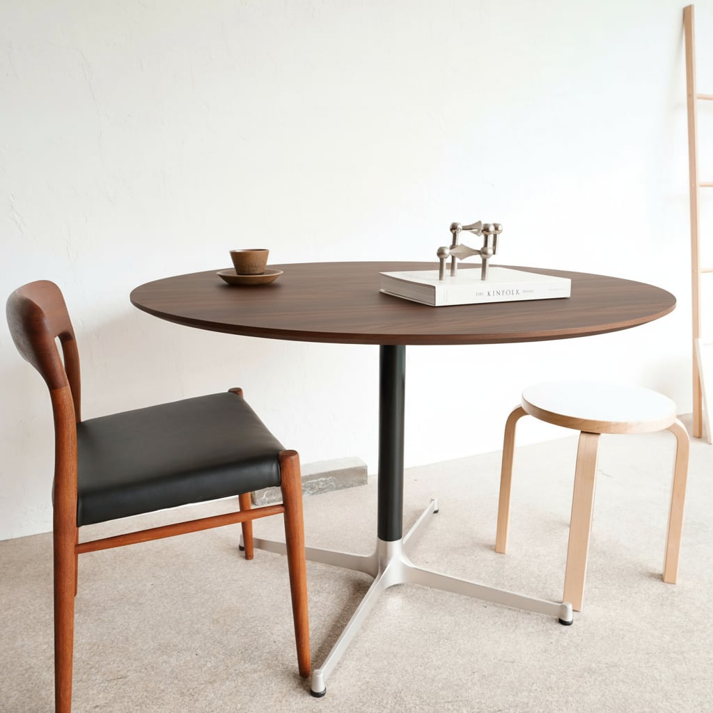 円卓 ダイニングテーブル 直径110cm × 高さ66cm 専用透明保護マット付