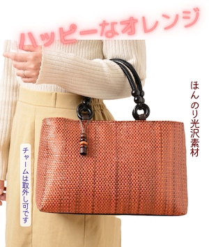 京都　笹井源商店 / 元気になれる　若々しく　落ち着きあるオレンジのほんのり光沢バッグ 7208番