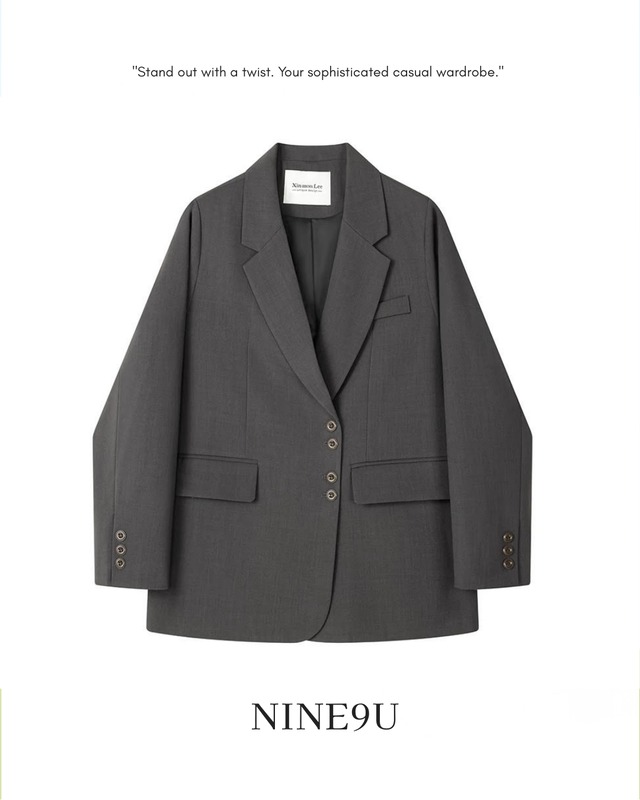 retro oversize casual suit jacket 2color【NINE0245】