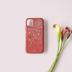 Organic iPhone Case / 水中の花畑に輝く コーラルレッド