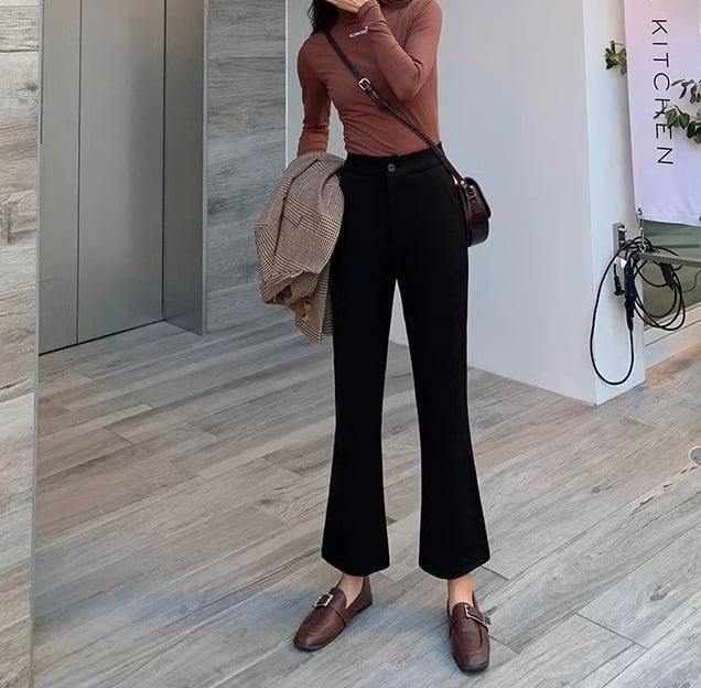 149cm〜 ハイウエストフリースフレアパンツ