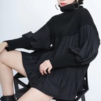 High-neck pleated knit sweater (ME013)