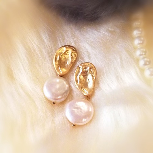 gold pearl pierce 【p007】
