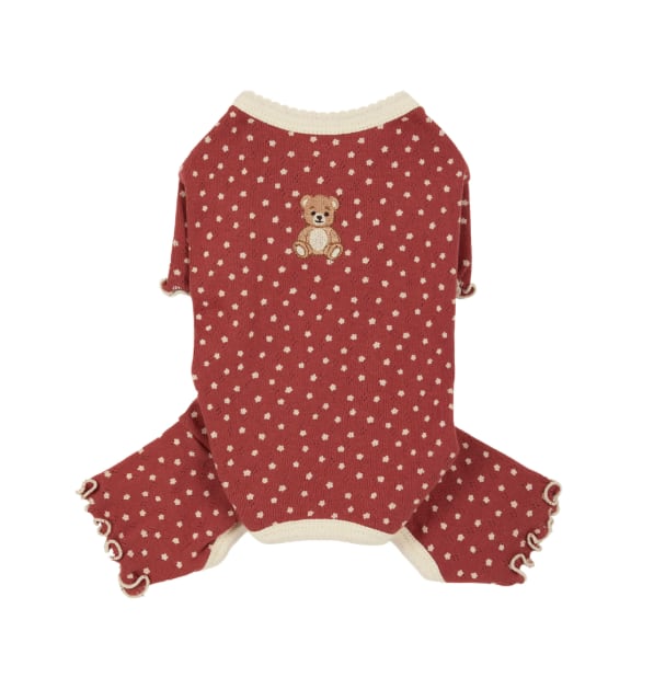 予約【Sallys】Vintage bear onesie (Moody Wine)
