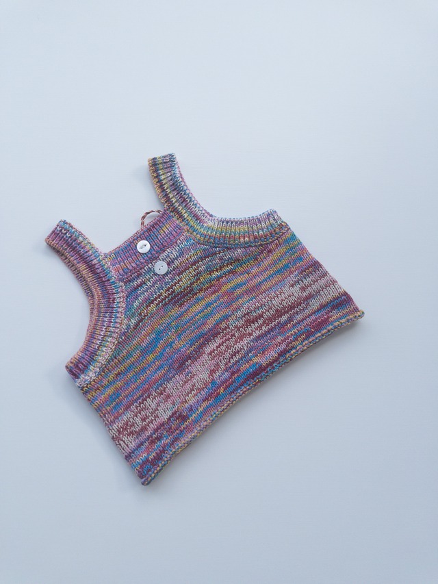 《即納》GROWN/ Knitted Singlet Top - Rainbow