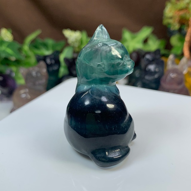 在庫SALE☆4.ちょこんと座っている可愛いフローライトねこ