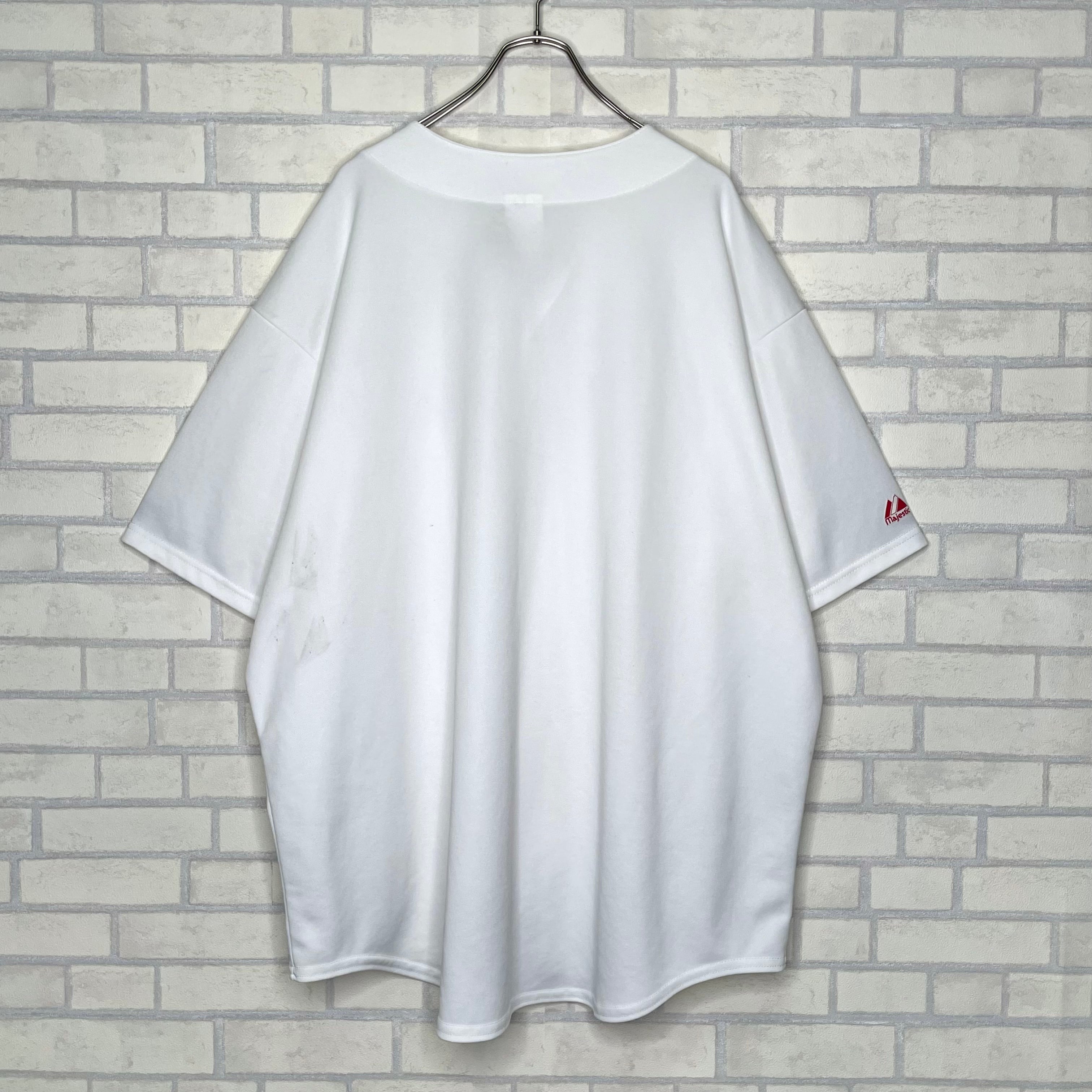 Made in USA 】majestics ベースボールシャツ 3XL 刺繍 ワッペン