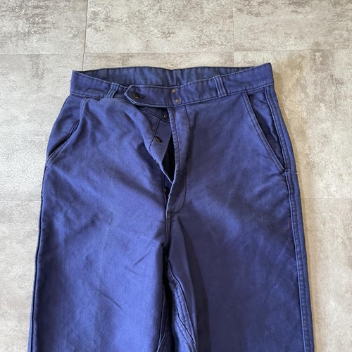 50-60s フレンチワーク モールスキン ブルー パンツ W30 詳細写真3