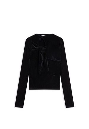[OPEN YY] VELVET KNOT TOP, BLACK 正規品 韓国ブランド 韓国通販 韓国代行 韓国ファッション オープン ワイワイ 日本 店舗