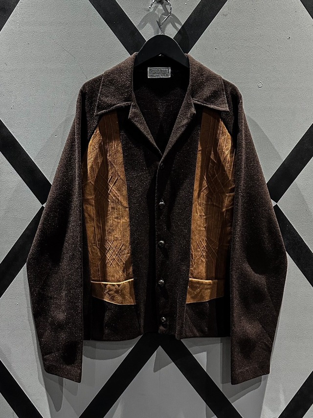 【X VINTAGE】"70's" Suede Leather Swiching Vintage Knit Jacket
