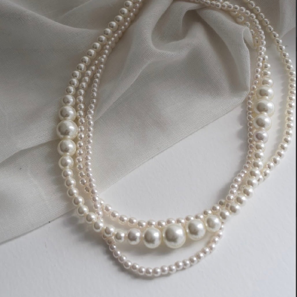 【 ROSIEE 】トリプルランダムパールネックレス