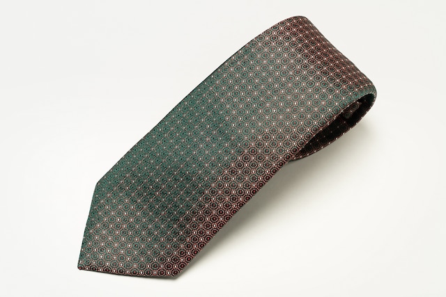 ≪VANNERS＆musterdTIES別注≫　350end　silk100％　iridescent spot tie　〈brown×green〉