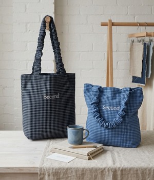 ナンバーミーTOKYO" CHECK GATHER TOTE BAG"