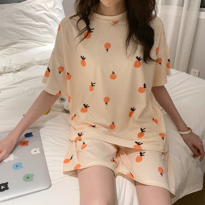 2020年夏の新しいかわいいスイートホームサービススーツルーズシンパジャマパジャマショーツツーピーススーツ 1号婦人56229684542