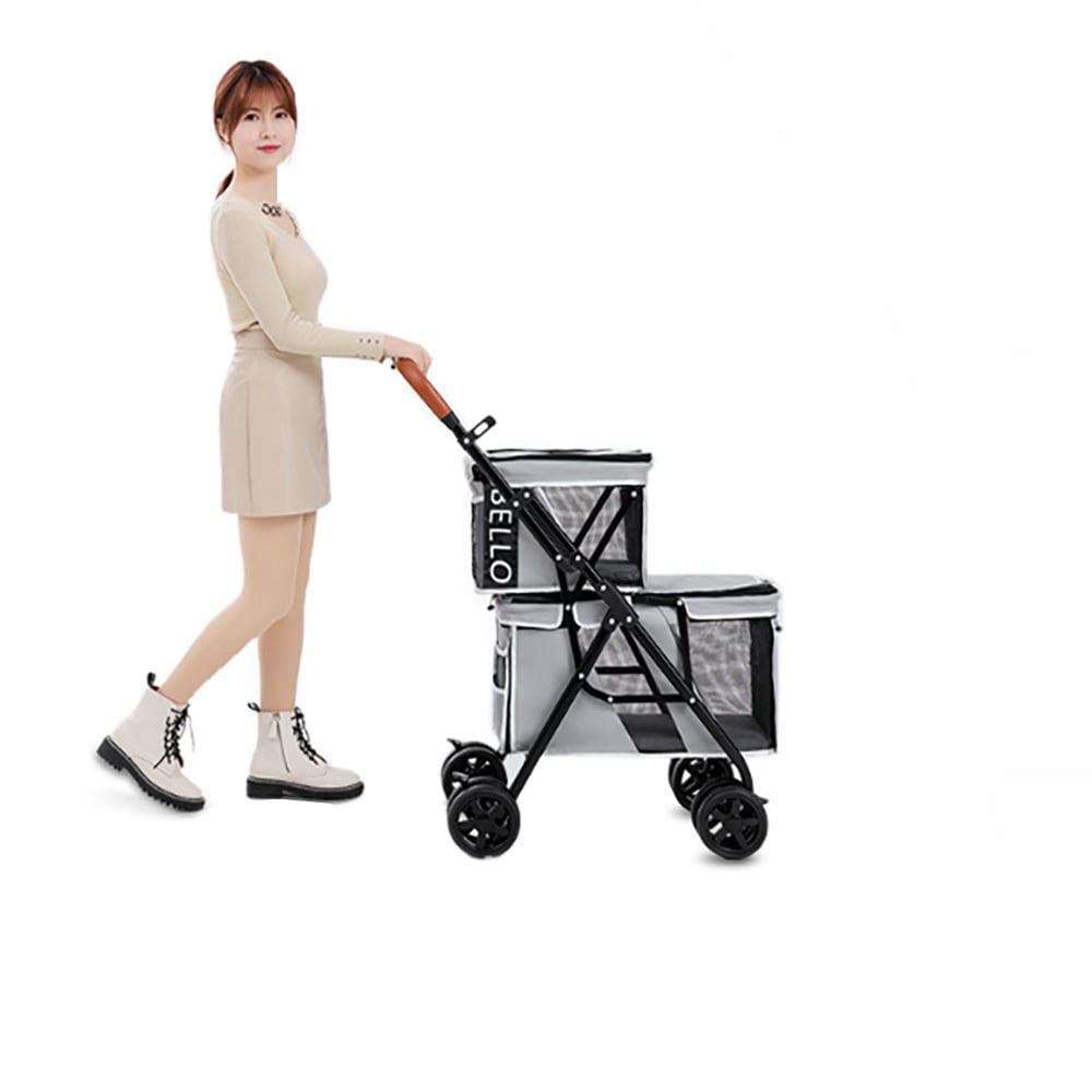 Bello ダブルデッキ フロント＆リア 通気性 4輪 折りたたみ式ペット用