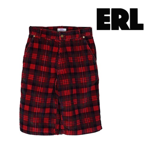 ERL/ イーアールエル UNISEX PLAID CORDUROY SHORT ERL05P018-1