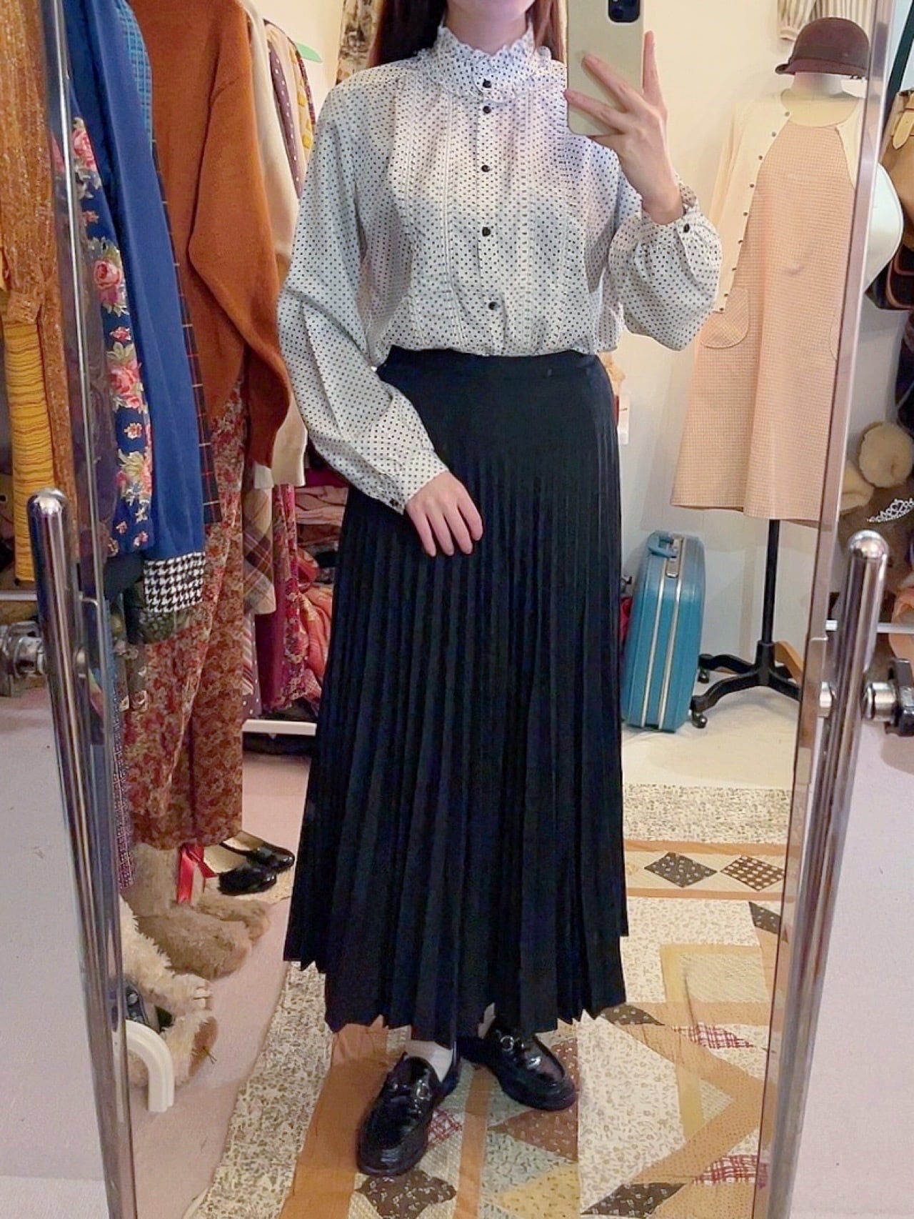 gray accordion pleats skirt