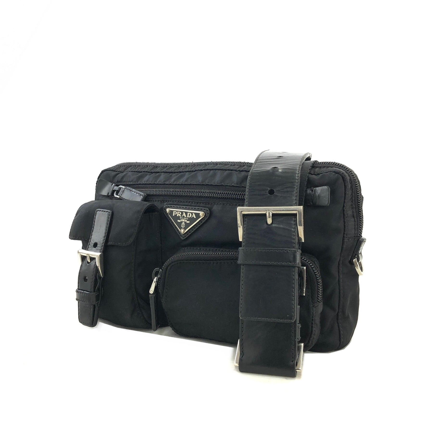 PRADA プラダ トライアングルロゴ ナイロン レザー ボディバッグ