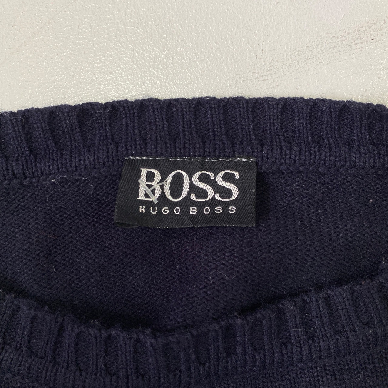 HUGO BOSS ヒューゴボス ボーダー ワンポイントロゴ刺? アクリルニット 