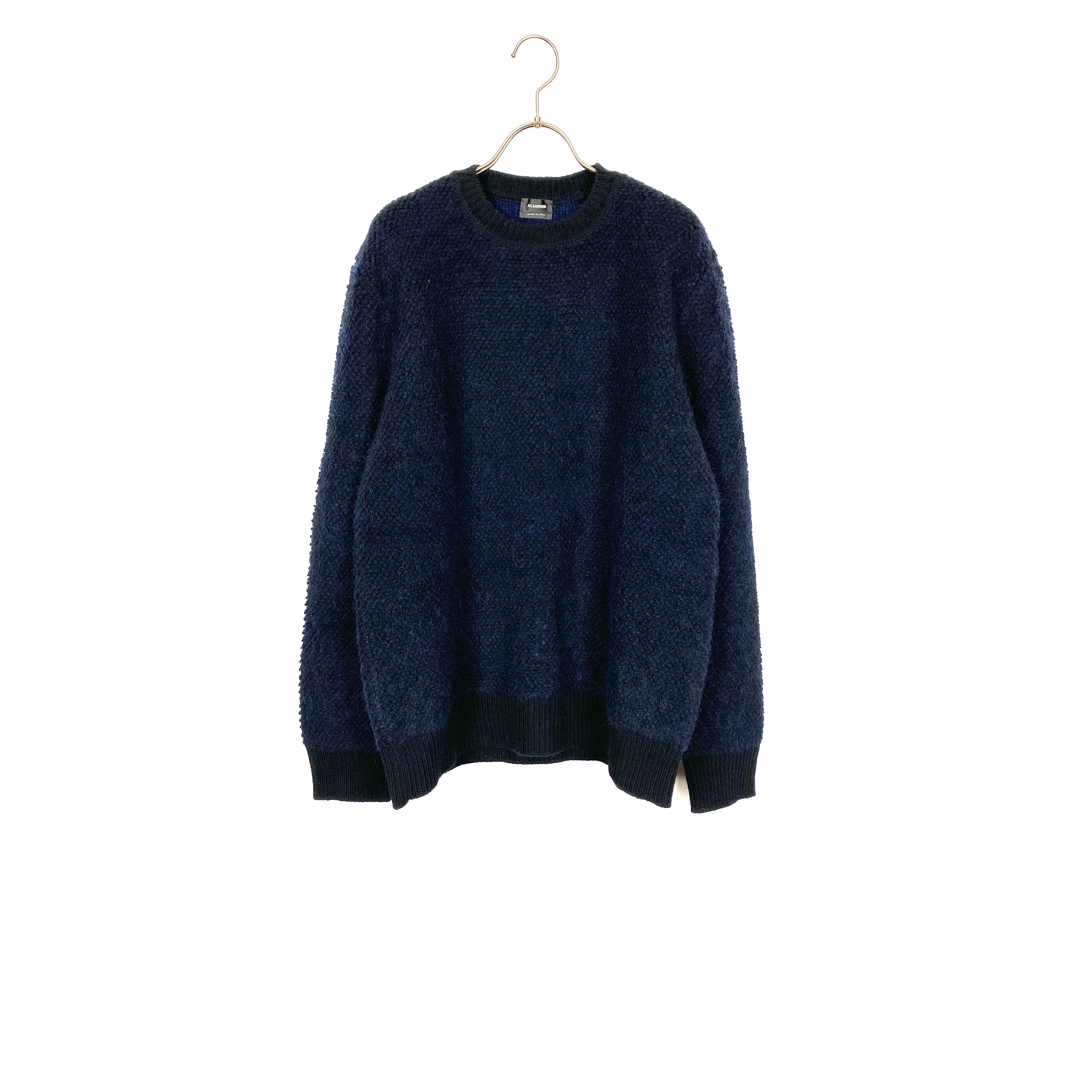 超美品 ジルサンダー JIL SANDER ウールナイロンニット17AW navy